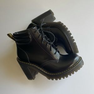 Dr. Martens Black Chunky High Heel Lace Up Booties Women’s size 8